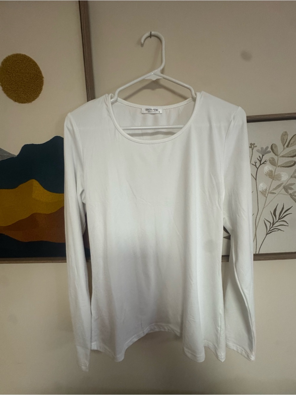 Amazon Women's White Long Sleeve Crewneck Tee